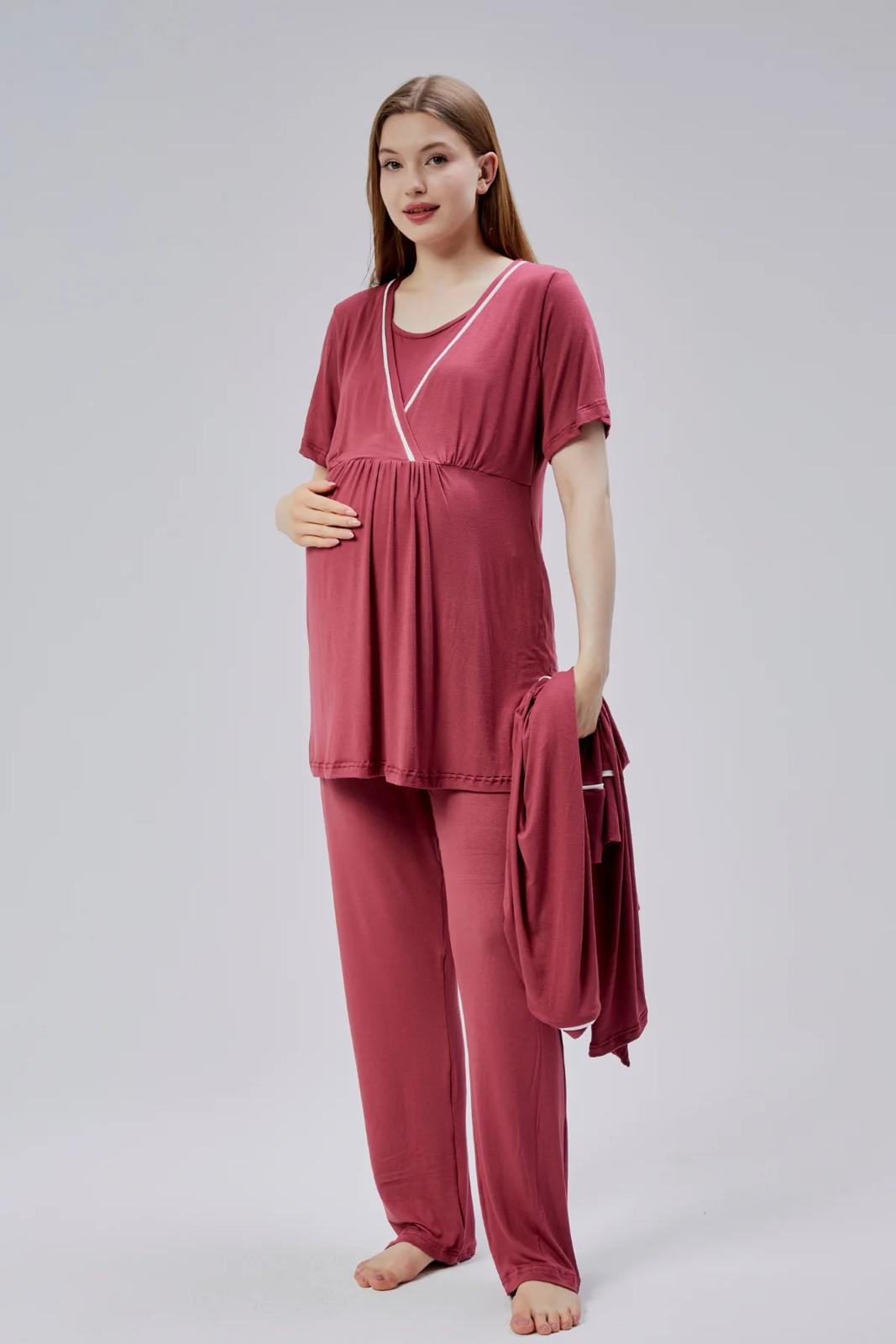 Pyjamas coton maternité 3pcs rouge
