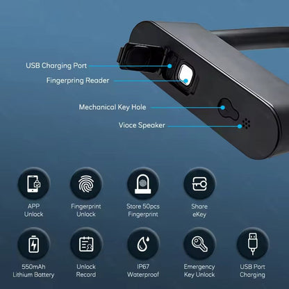 Serrure de sécurité Anti-Vol Moto, Vélo ou Magasin avec Emprunte digitale et système intelligent